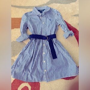 NWOT! Polo by Ralph Lauren Kids Blue Striped Dress. Size 5